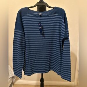 CHAPS Womens‎ Long Sleeve Color Block Blue Top Size M. NWT